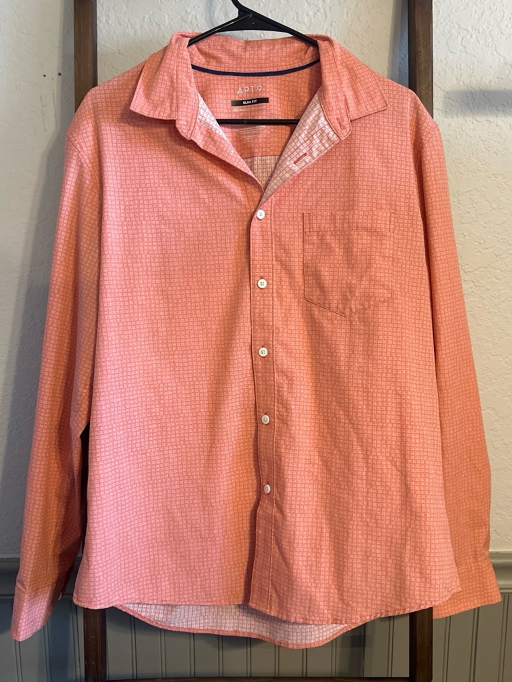 Apt. 9 Coral Textured Long-Sleeve Button-Down Shirt
